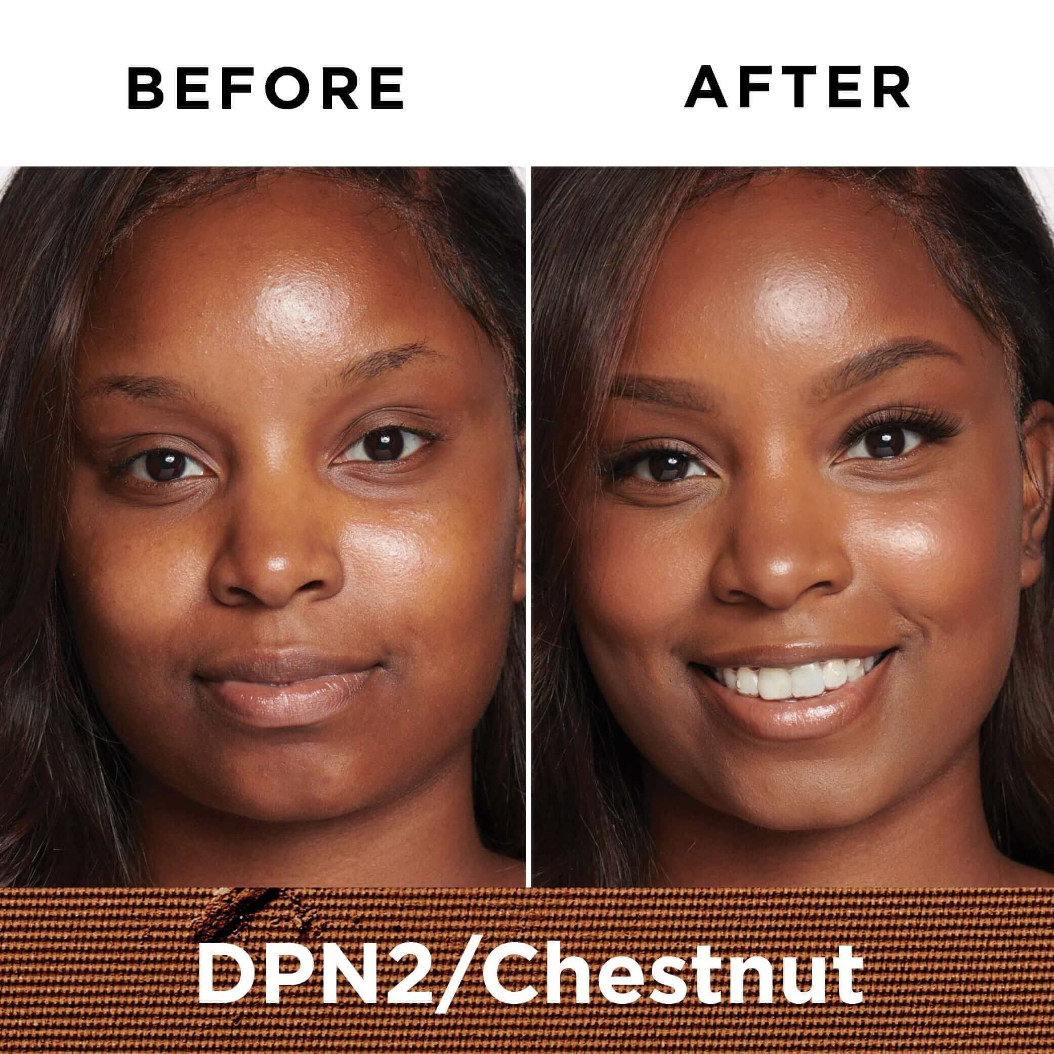 Model Before and After DPN2 #chestnut-dpn2-dark-brown-w/-neutral-undertones