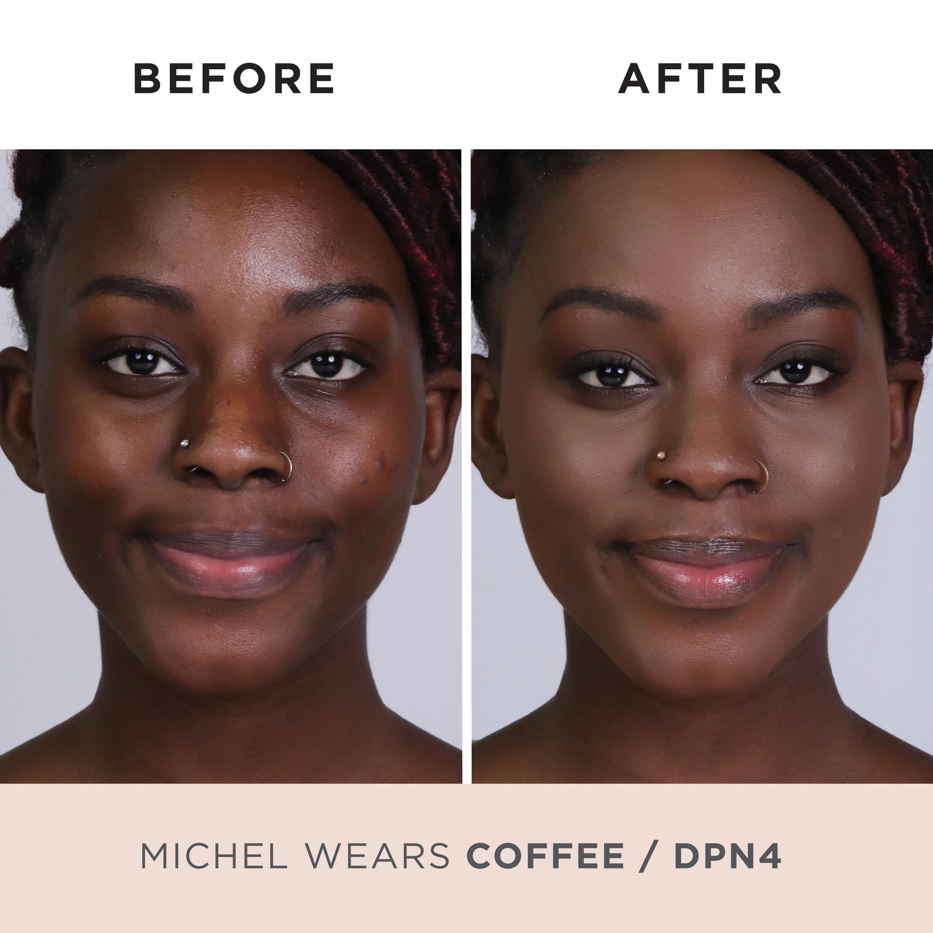 Model Before and After DPN4 #coffee-dpn4-rich-brown-w/-neutral-undertones