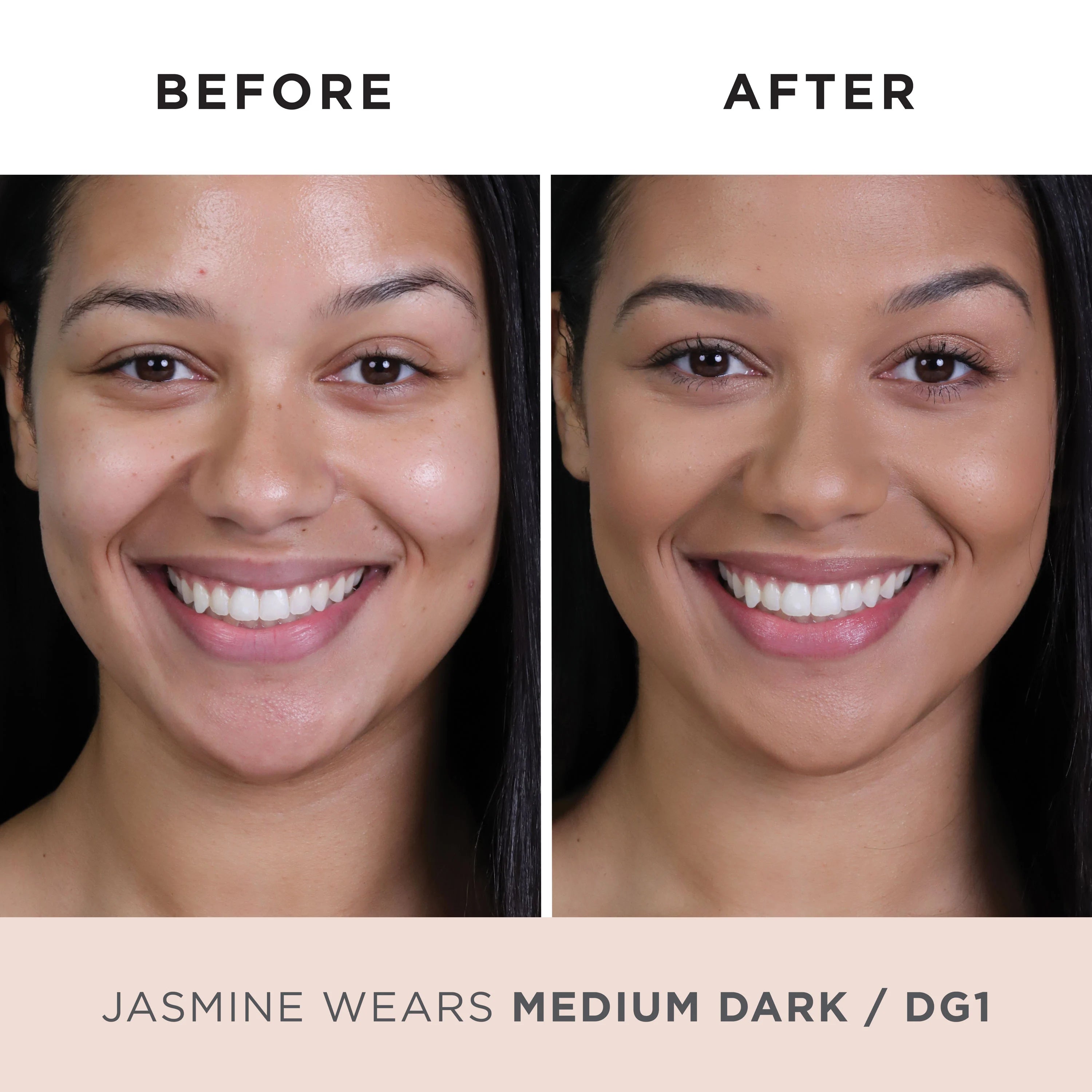 Model Before and After DG1 #medium-dark-dg1-light-brown-w/-golden-undertones