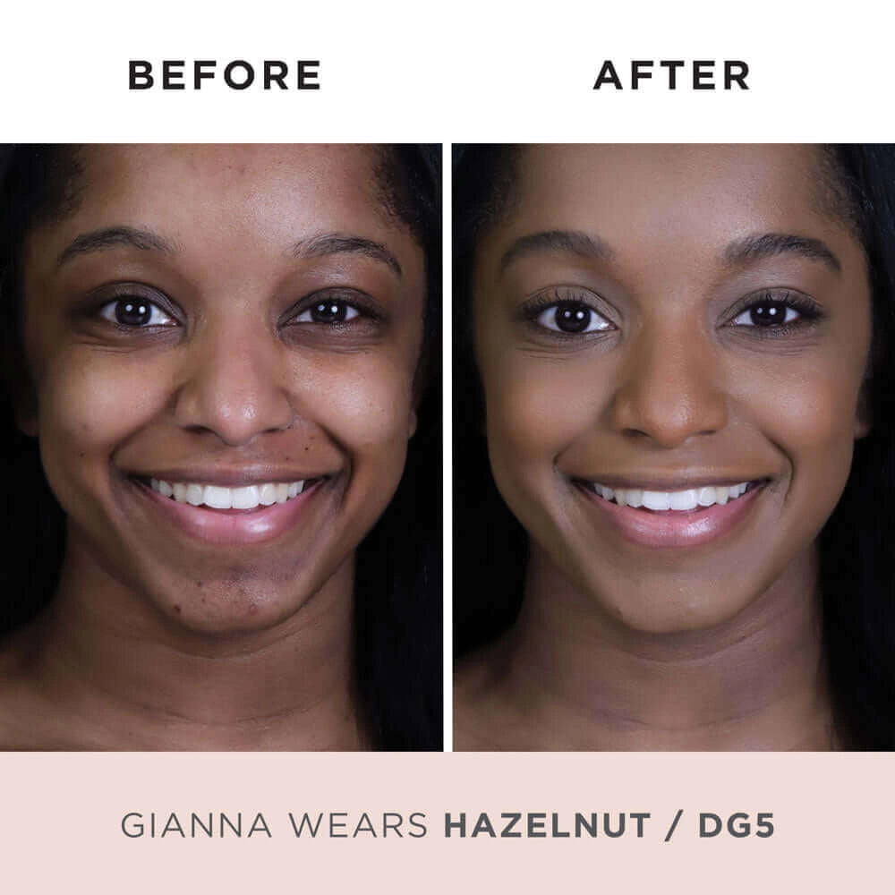 Model Before and After DG5 #hazelnut-dg5-dark-brown-w/-golden-undertones