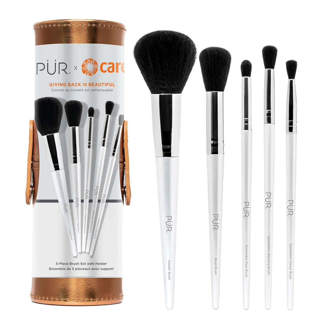 PÜR x CARE 5-Piece Brush Set with Holder - PÜR