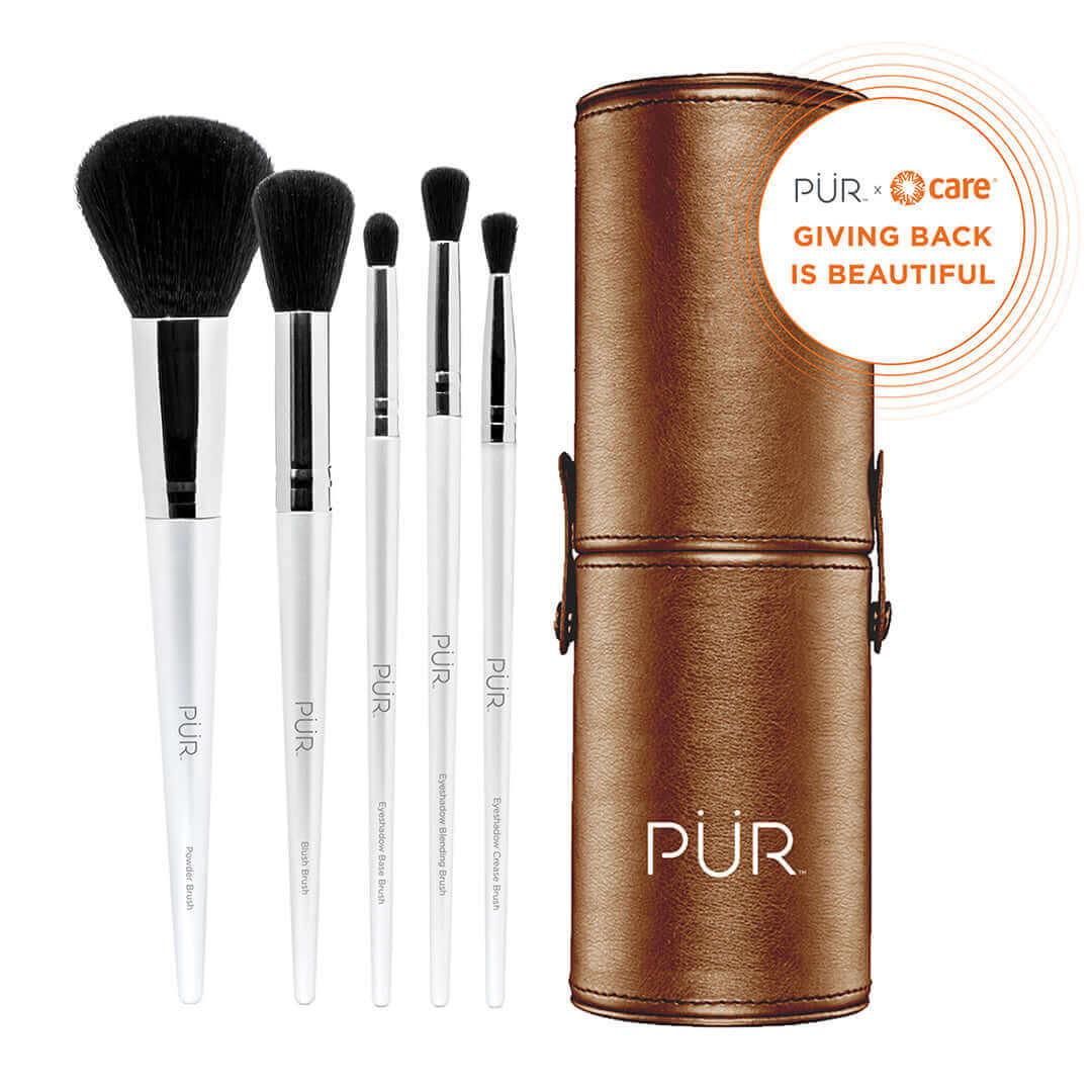 PÜR x CARE 5-Piece Brush Set with Holder - PÜR