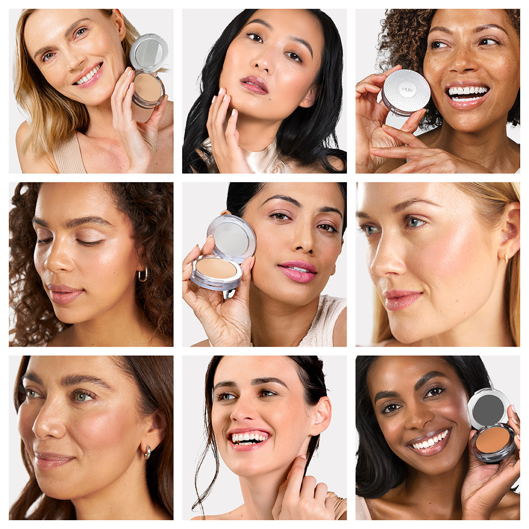 4-in-1 Pressed Mineral Makeup Broad Spectrum SPF 15 - PÜR Beauty - Model Collage