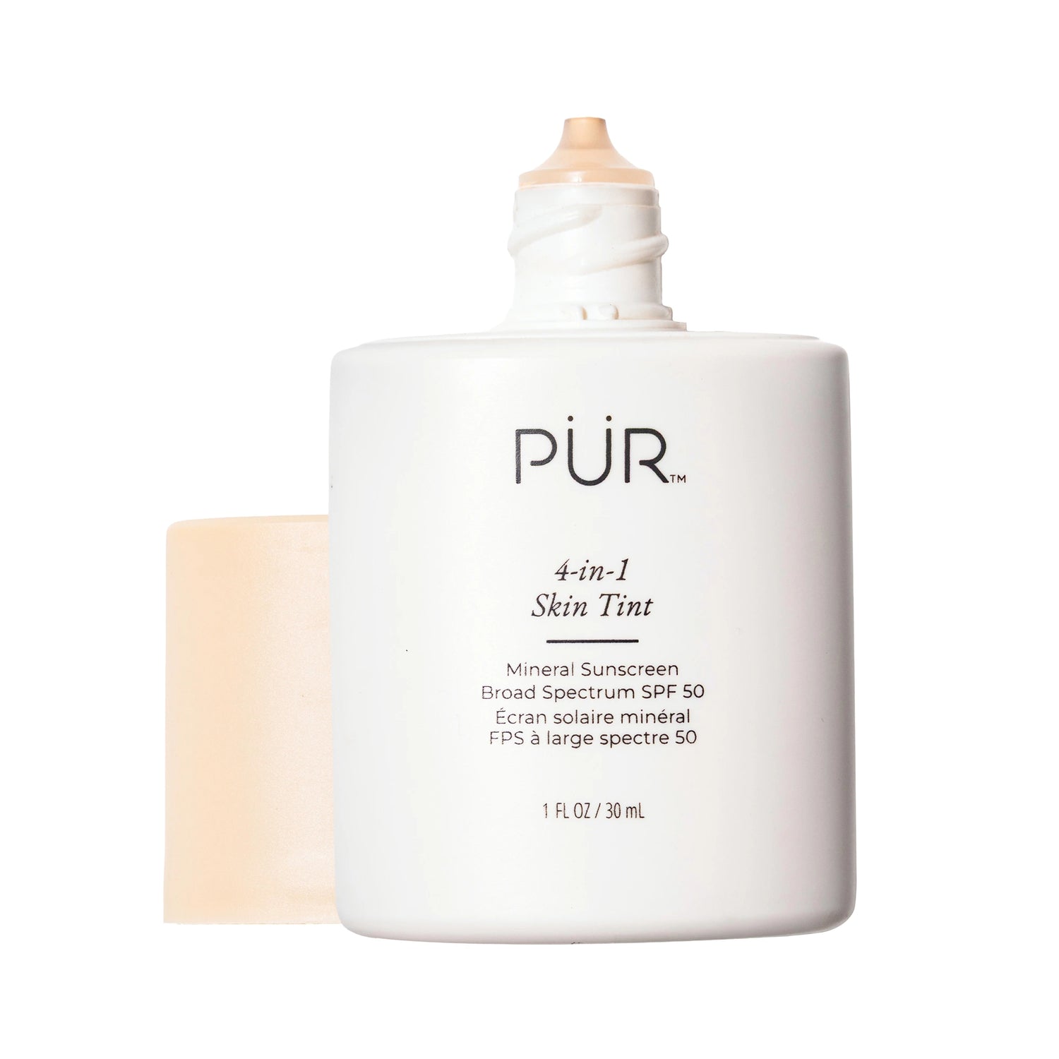 4-in-1 Skin Tint LN2 bottle with cap off on a white background 