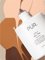 Pur 4-in-1 Skin Tint bottle on a beige background 