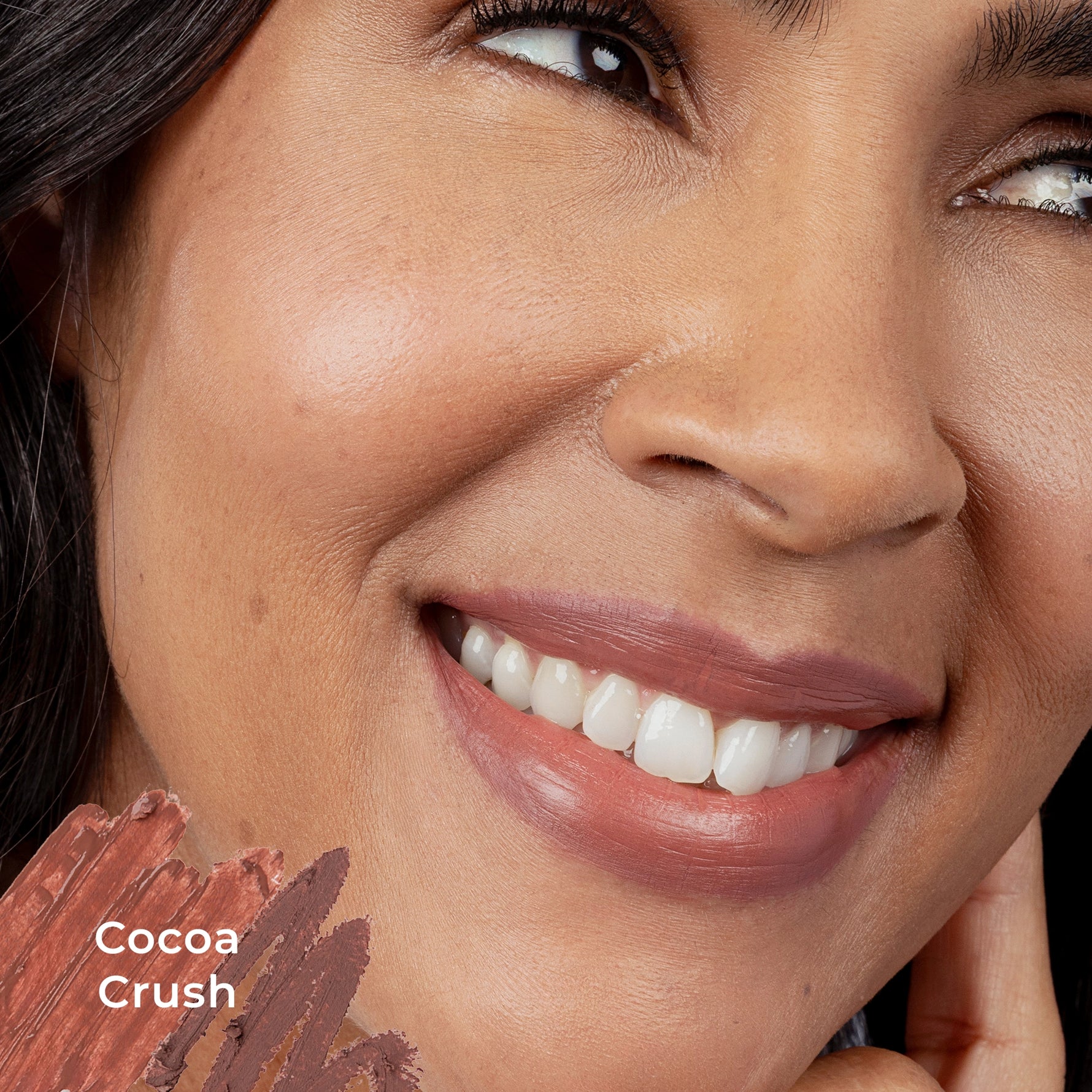 Silky Sculpt in Cocoa Crush - Woman smiling while wearing lip liner product 