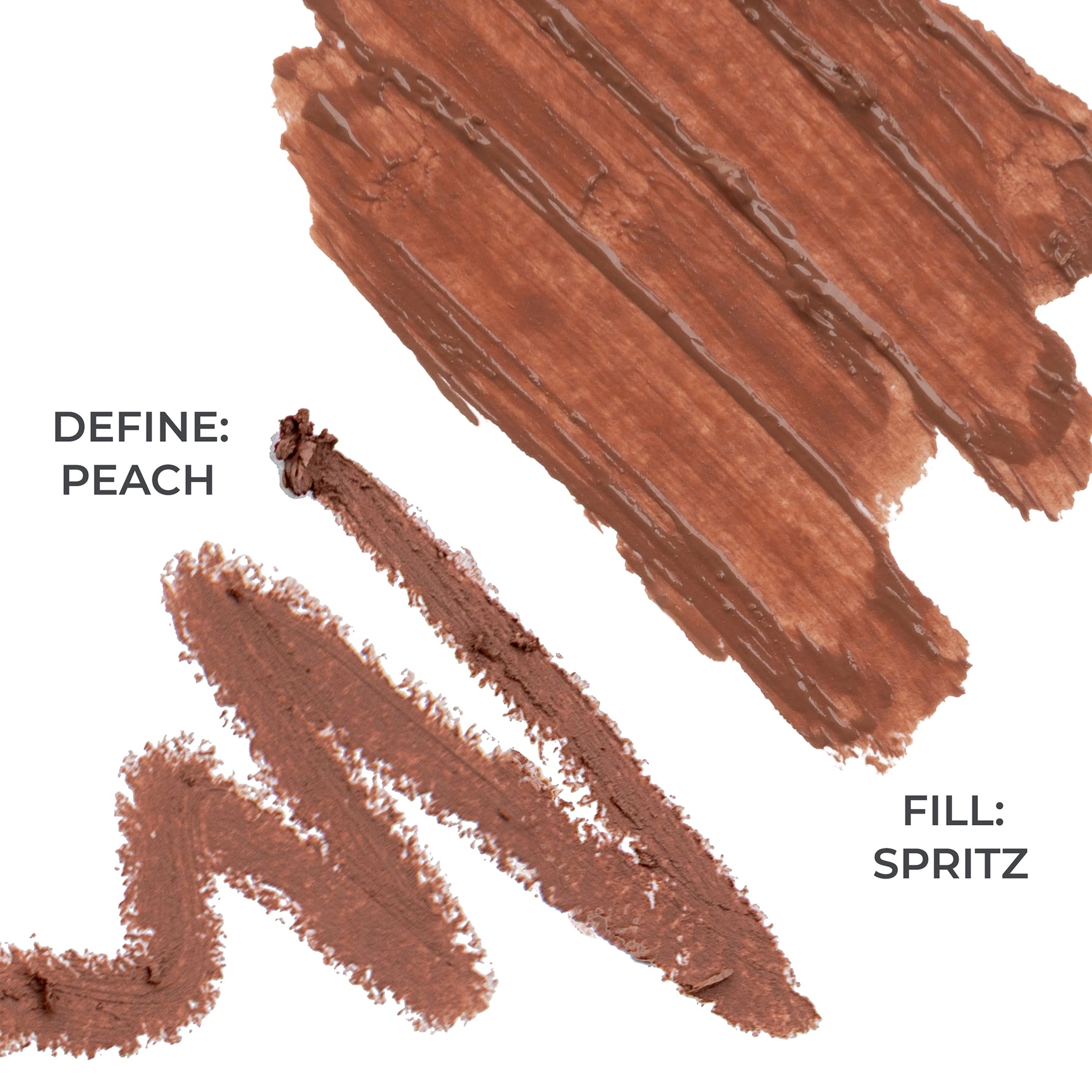 Silky Sculpt in Peach Spritz - Swatches of Define: Peach and Fill: Spritz 