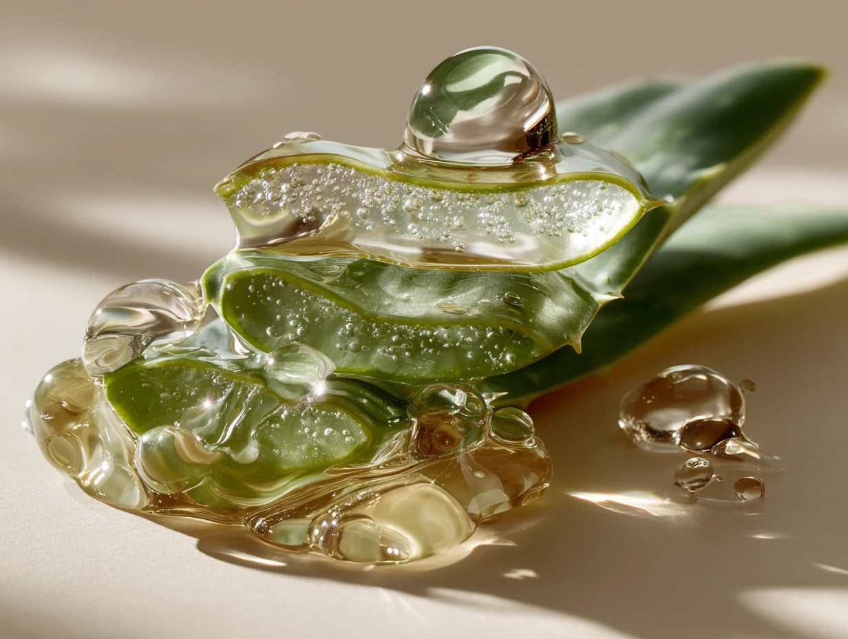 Macro shot of Aloe Vera and Vitamin E