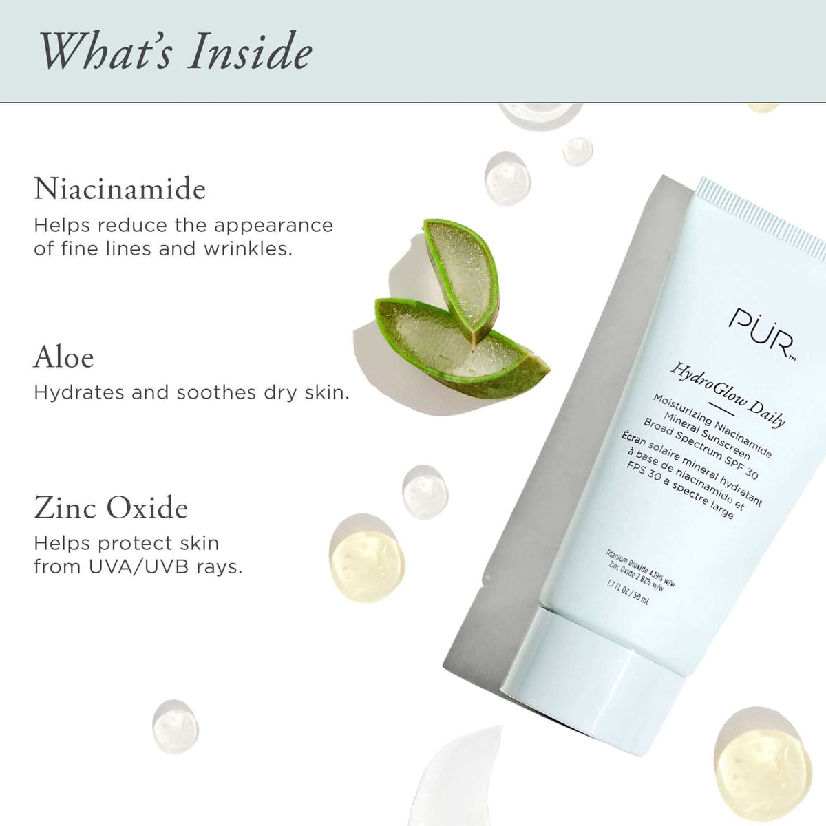 HydroGlow Daily Moisturizing Niacinamide Mineral Sunscreen SPF 30 - PÜR Beauty